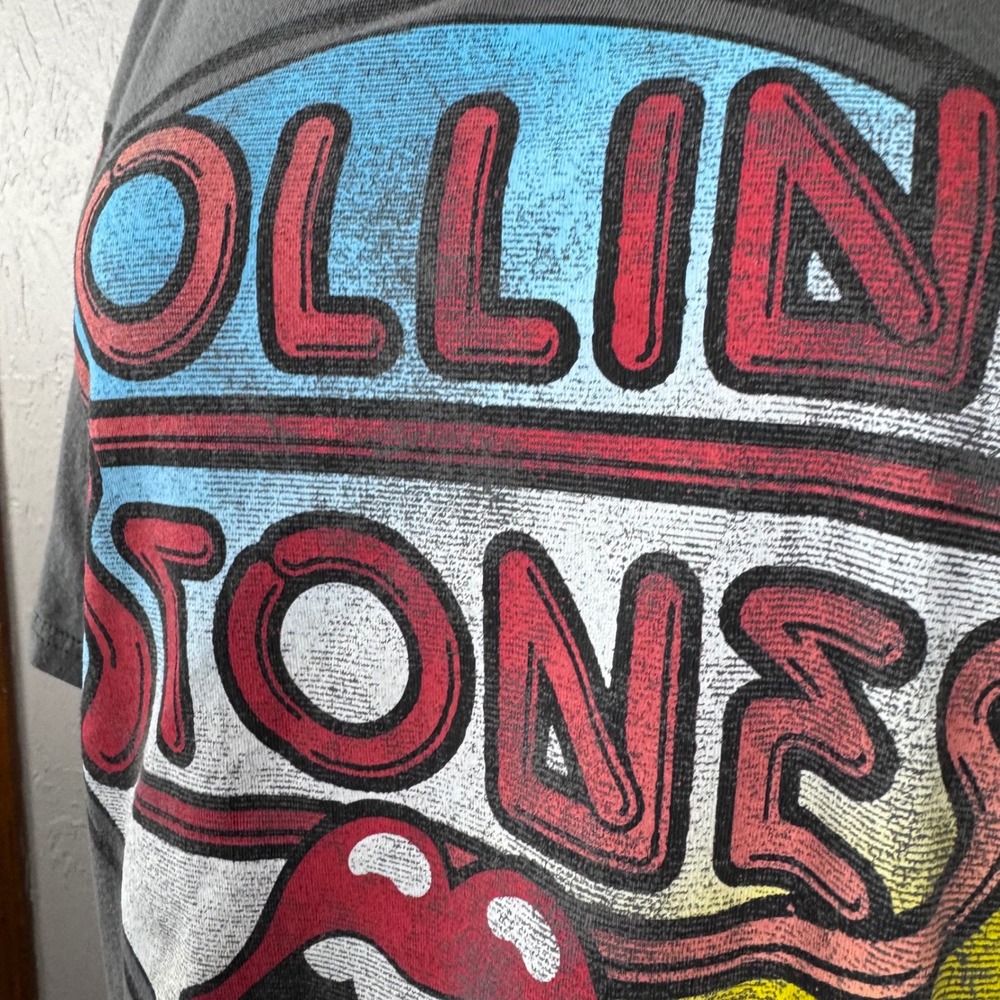 XL Grey Rolling Stones Tshirt 100% cotton 2023 70s rock Band tee distressed logo - Picture 2 of 6